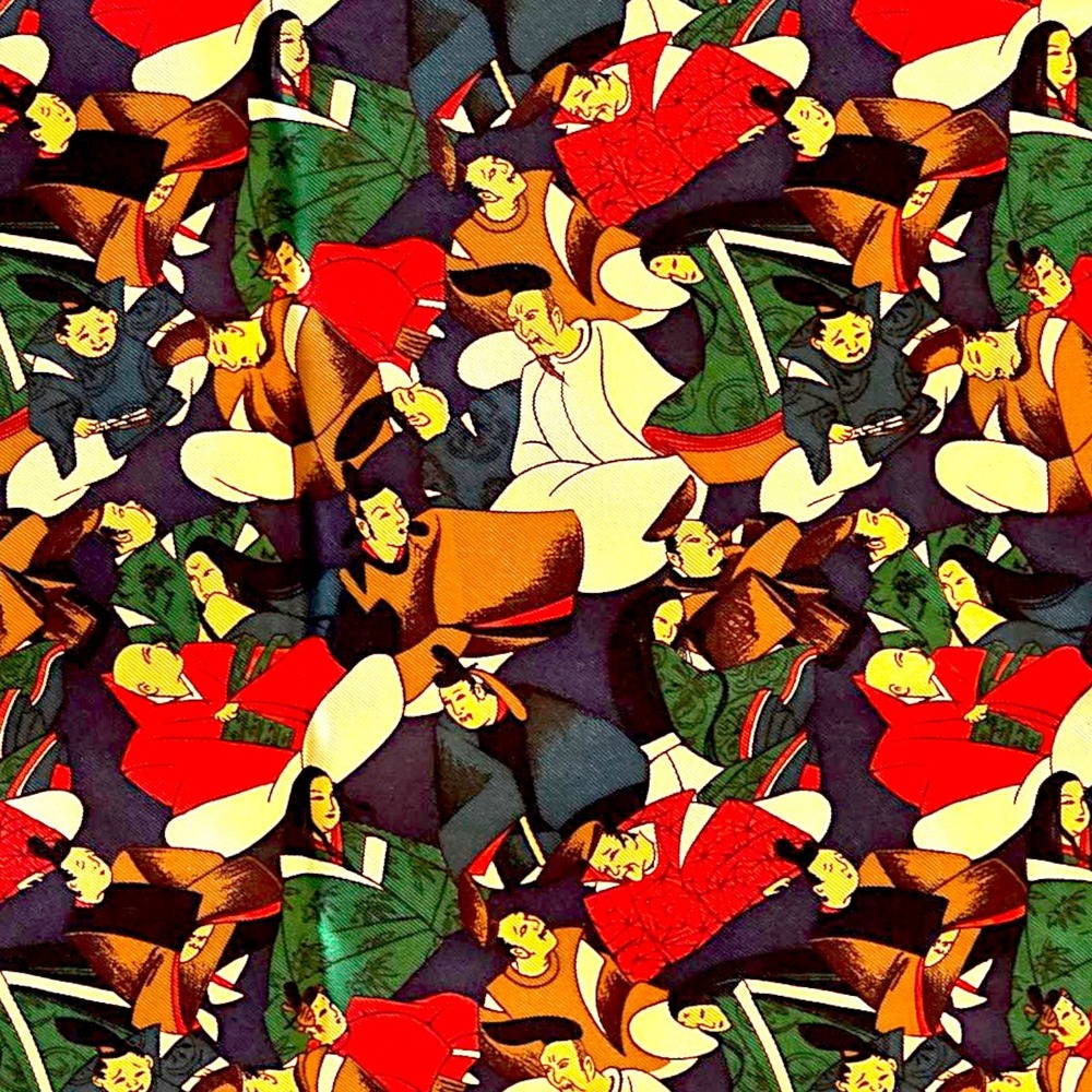 Freer Gallery Rare Long Reversible Silk Scarf –Japanese Art Print – Canada, Rare